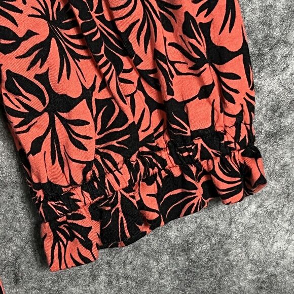 Michael Michael Kors Crop Shirt Top Womens S Cotton Modal Tropical Hibiscus - Picture 9 of 11